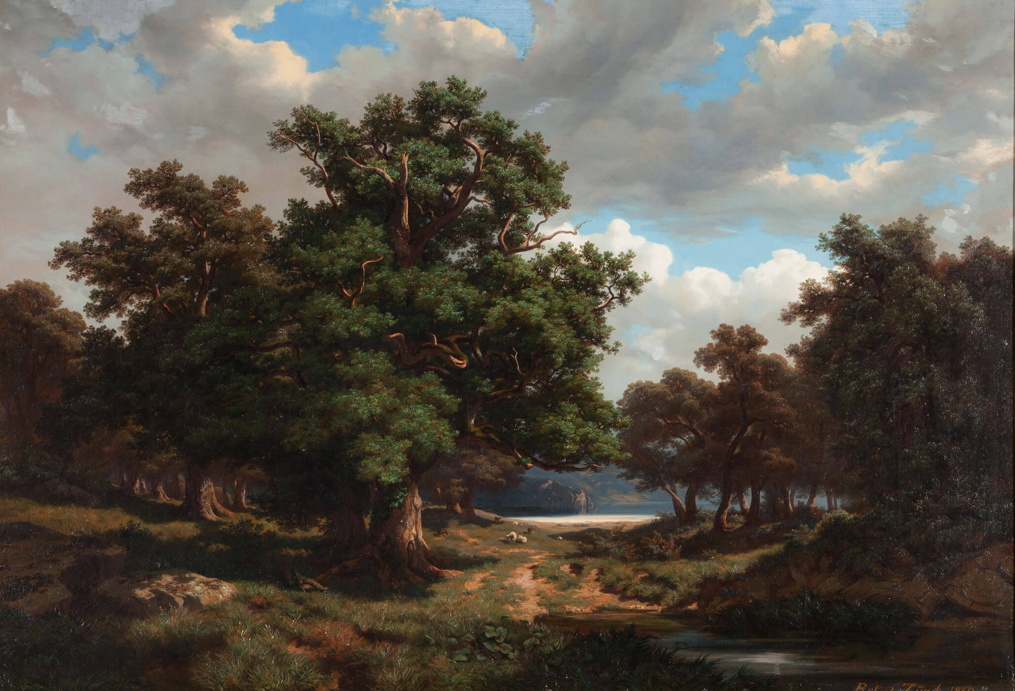 Robert Zünd, Blick auf den Bürgenstock von Langensand, ohne Jahr, Öl auf Leinwand, Kunstmuseum Luzern, Schenkung Frau Dr. A. Dürler-Tobler, Luzern © Kunstmuseum Luzern