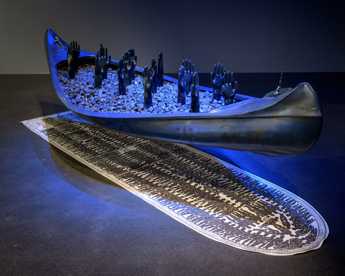 Betye Saar, Gliding into Midnight, 2019, Ausstellungsansicht Betye Saar. Serious Moonlight, Kunstmuseum Luzern, 2023, Detail, Foto: Marc Latzel, Courtesy Tia Collection, Santa Fe, New Mexico