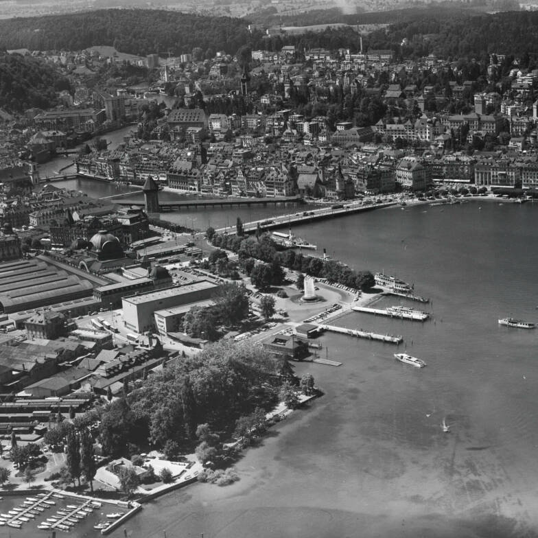 Werner Friedli, Luzern, 15.07.1965, im Vordergrund das alte Kunstmuseum von Armin Meili