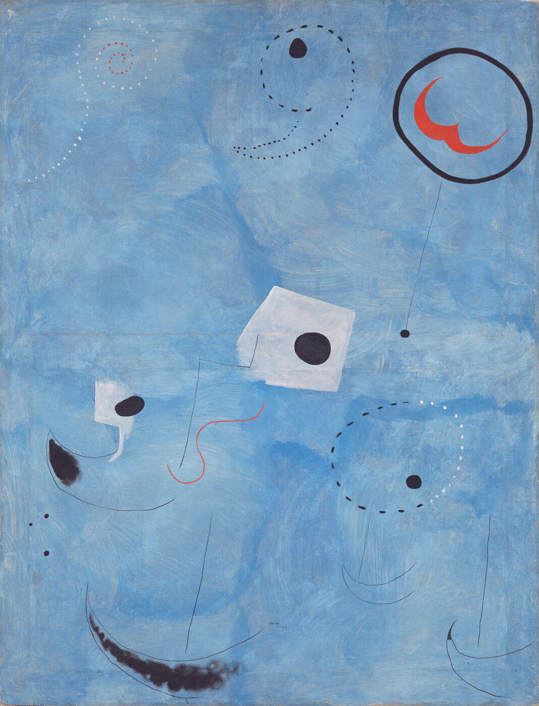 Joan Miró, Peinture, 1925, Öl auf Leinwand, 116 × 89 cm, Bayerische Staatsgemäldesammlungen – Sammlung Moderne Kunst in der Pinakothek der Moderne München, Foto: Sibylle Forster, Bayerische Staatsgemäldesammlungen © Successió Miró / 2025, ProLitteris, Zurich