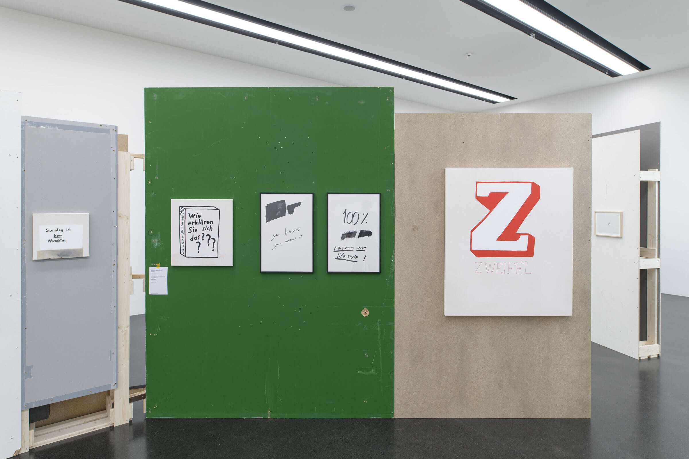 Ausstellungsansicht spot on Sereina Steinemann, in Kooperation mit Kommission Bildende Kunst Stadt Luzern, Kunstmuseum Luzern, 2025, Foto: Marc Latzel
