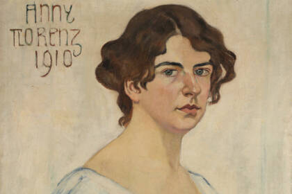 Porträt einer Frau mit braunen Haaren, gemalt 1910