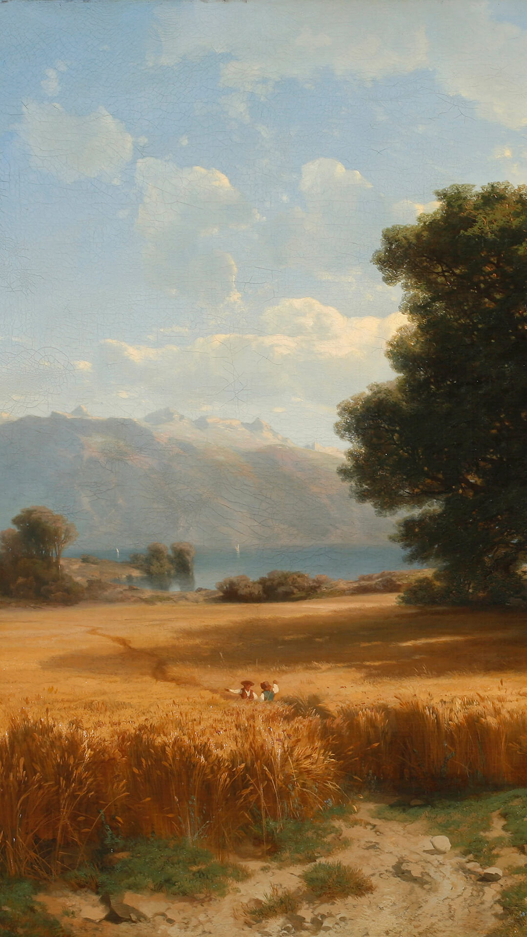 Alexandre Calame, Ährenfeld bei Evian, 1853, Öl auf Leinwand, 77.5 × 119 cm, Kunstmuseum Luzern, Depositum der Stiftung BEST Art Collection Luzern, vormals Bernhard Eglin-Stiftung