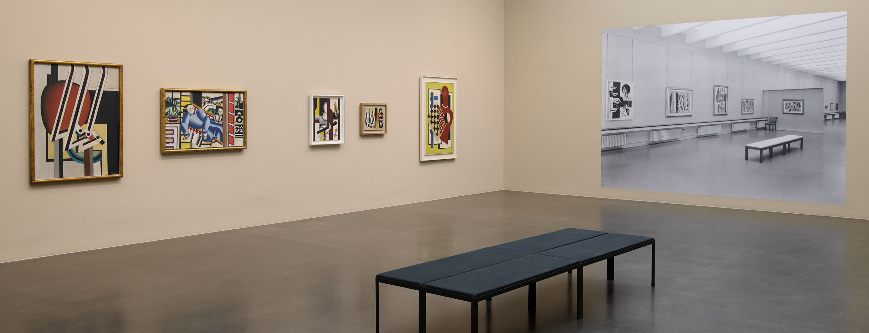Ausstellungsansicht Kandinsky, Picasso, Miró et al. zurück in Luzern, Kunstmuseum Luzern, 2025, mit Werken von Fernand Léger, Foto: Marc Latzel